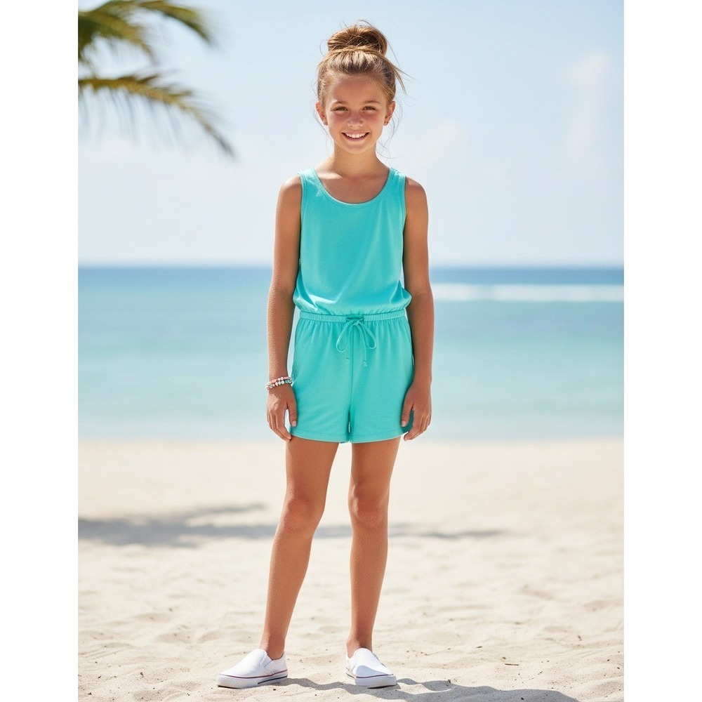 Big Girls Romper The Childrens Place Sleeveless Romper Size XL (14) Aqua
